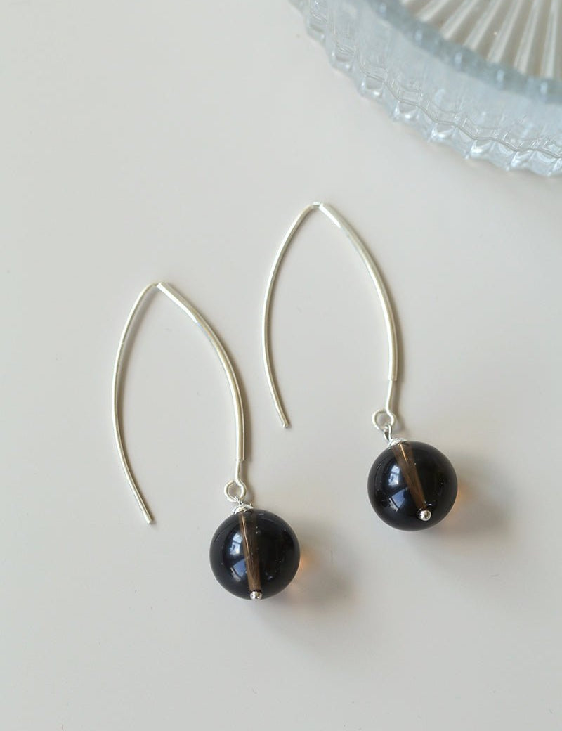 Natural Stone Round Beads Drop Ear Hooks Earrings gembea jewelry