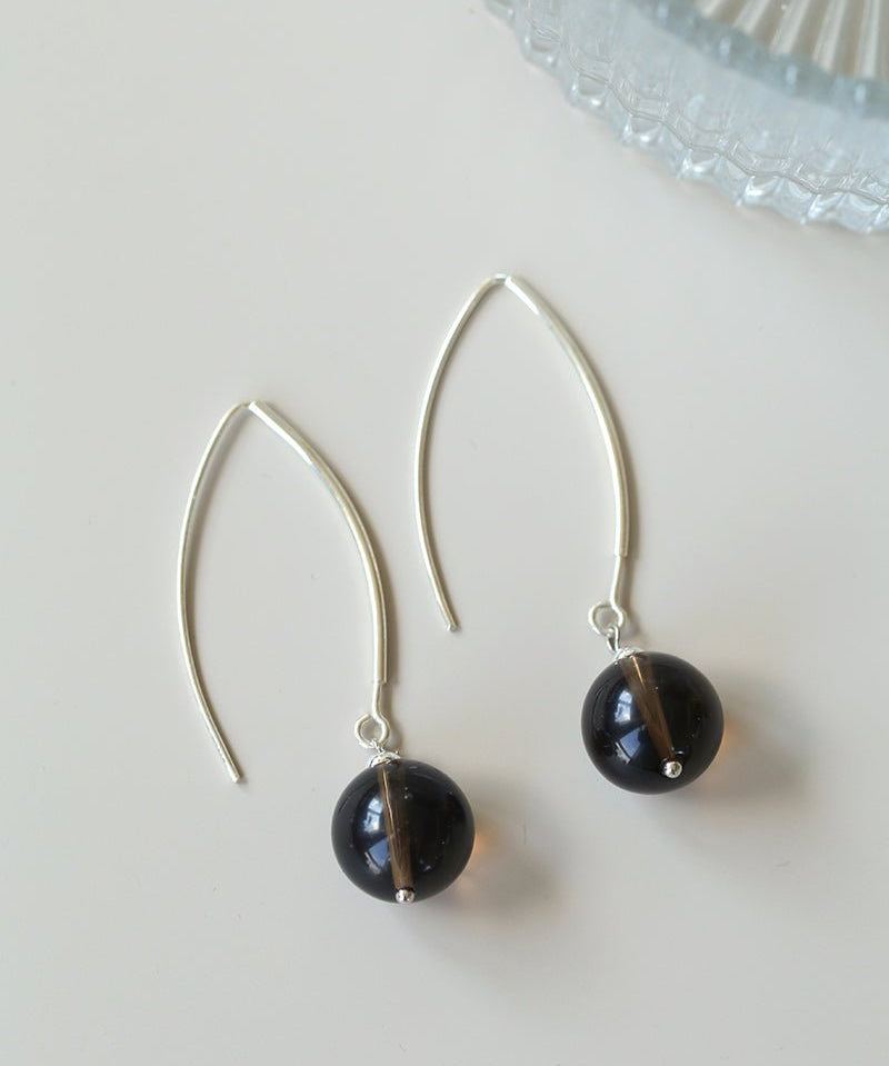 Natural Stone Round Beads Drop Ear Hooks Earrings gembea jewelry