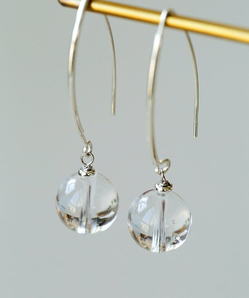 Natural Stone Round Beads Drop Ear Hooks Earrings gembea jewelry