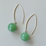 Natural Stone Round Beads Drop Ear Hooks Earrings gembea jewelry