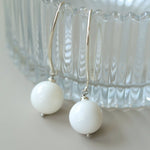 Natural Stone Round Beads Drop Ear Hooks Earrings gembea jewelry