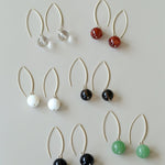 Natural Stone Round Beads Drop Ear Hooks Earrings gembea jewelry