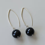 Natural Stone Round Beads Drop Ear Hooks Earrings gembea jewelry