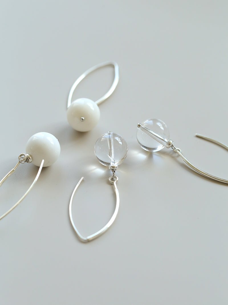 Natural Stone Round Beads Drop Ear Hooks Earrings gembea jewelry