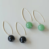 Natural Stone Round Beads Drop Ear Hooks Earrings gembea jewelry