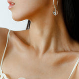 Natural Stone Round Beads Drop Ear Hooks Earrings gembea jewelry