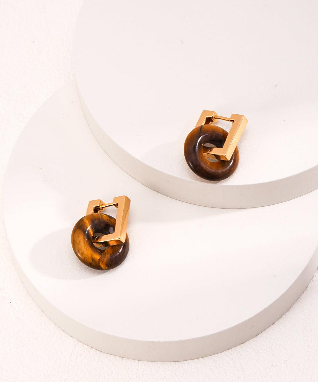 Natural Tiger Eye Gemstone Earrings - Gembea Jewelry