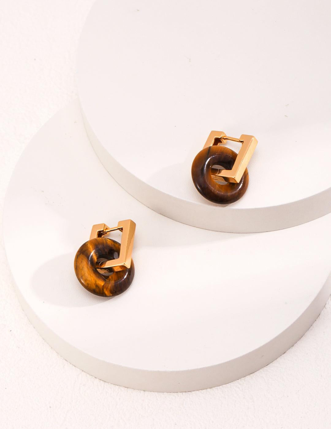 Natural Tiger Eye Gemstone Earrings - Gembea Jewelry
