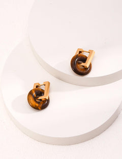 Natural Tiger Eye Gemstone Earrings - Gembea Jewelry