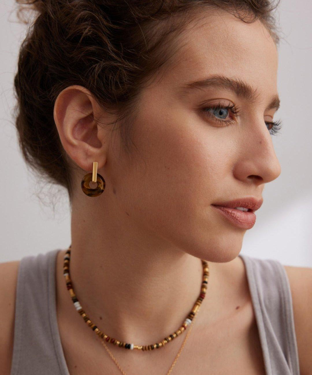 Natural Tiger Eye Gemstone Earrings - Gembea Jewelry