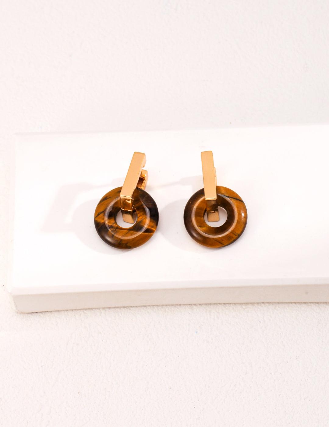 Natural Tiger Eye Gemstone Earrings - Gembea Jewelry