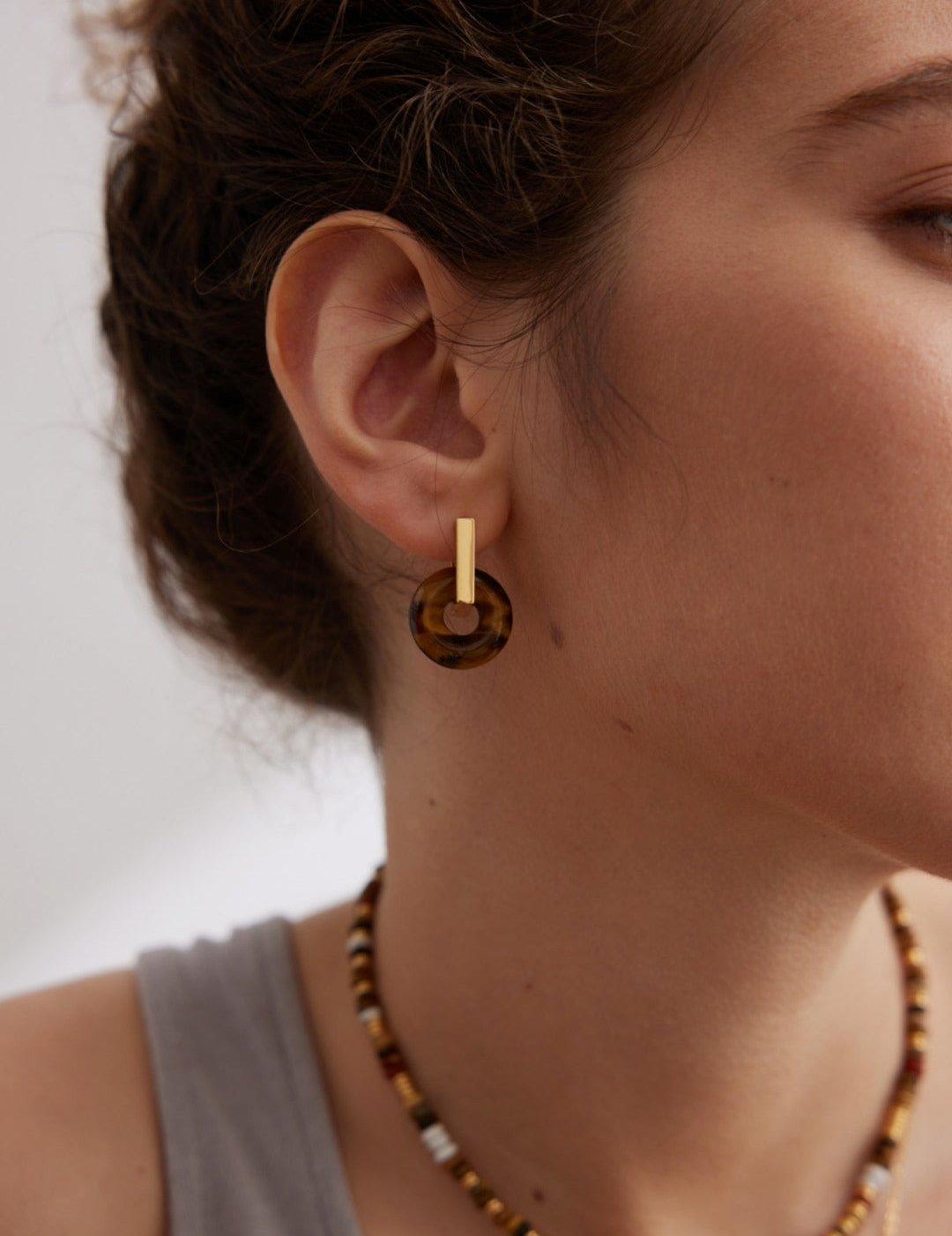 Natural Tiger Eye Gemstone Earrings - Gembea Jewelry