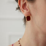 New Year Red Drop Glaze Stud Earrings - Gembea Jewelry