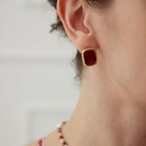 New Year Red Drop Glaze Stud Earrings - Gembea Jewelry