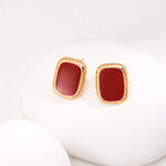 New Year Red Drop Glaze Stud Earrings - Gembea Jewelry