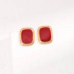 New Year Red Drop Glaze Stud Earrings - Gembea Jewelry