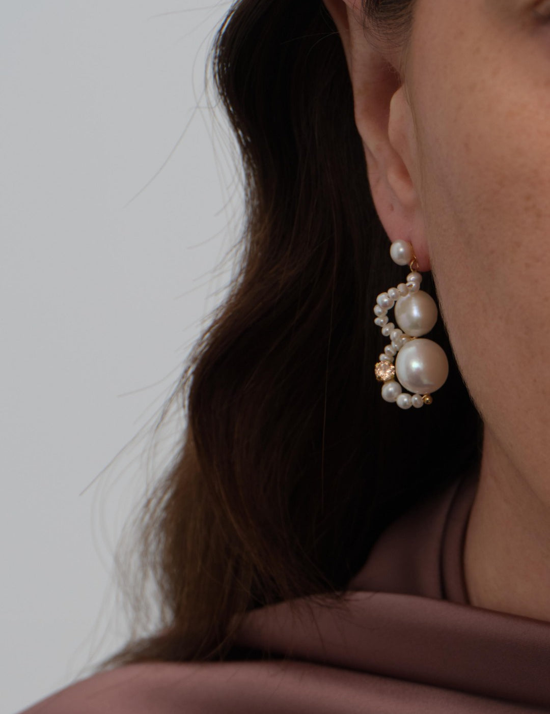 Nice Freshwater Pearl Drop Earrings-Champagne gembea jewelry