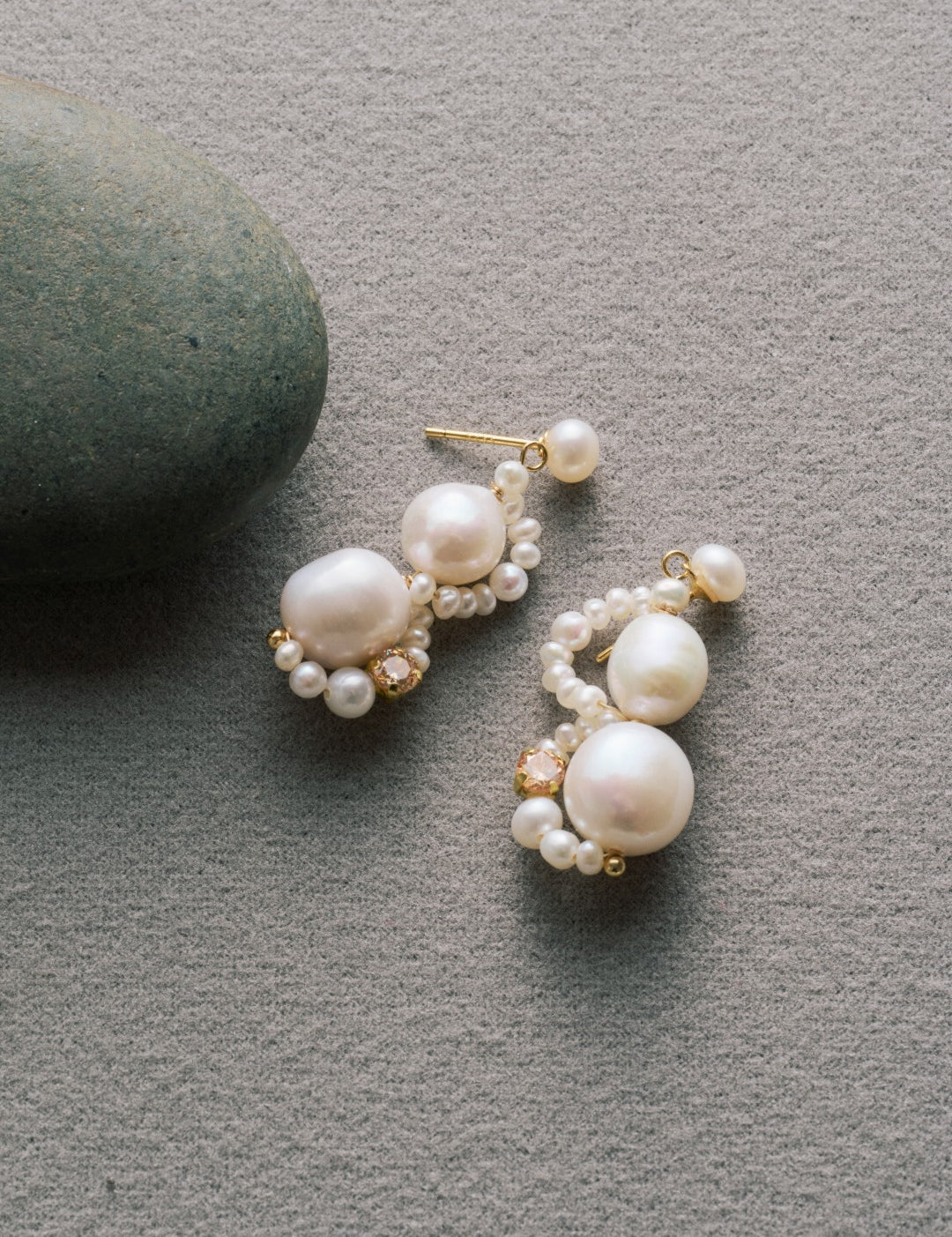 Nice Freshwater Pearl Drop Earrings-Champagne gembea jewelry