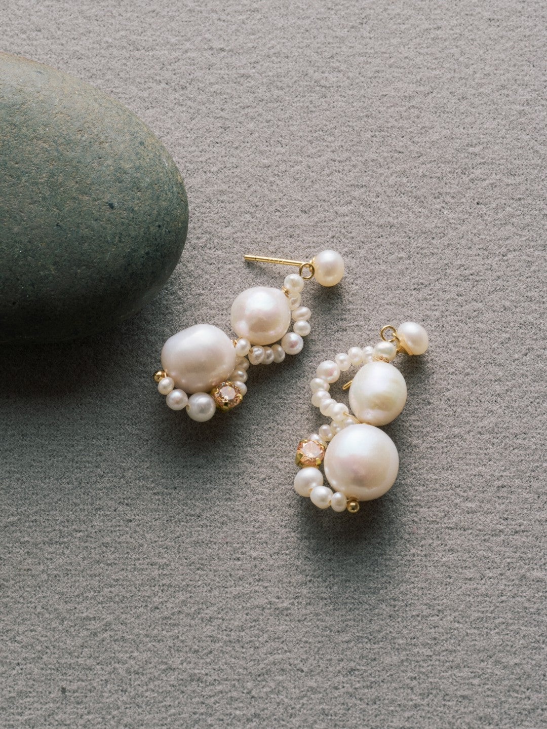 Nice Freshwater Pearl Drop Earrings-Champagne gembea jewelry
