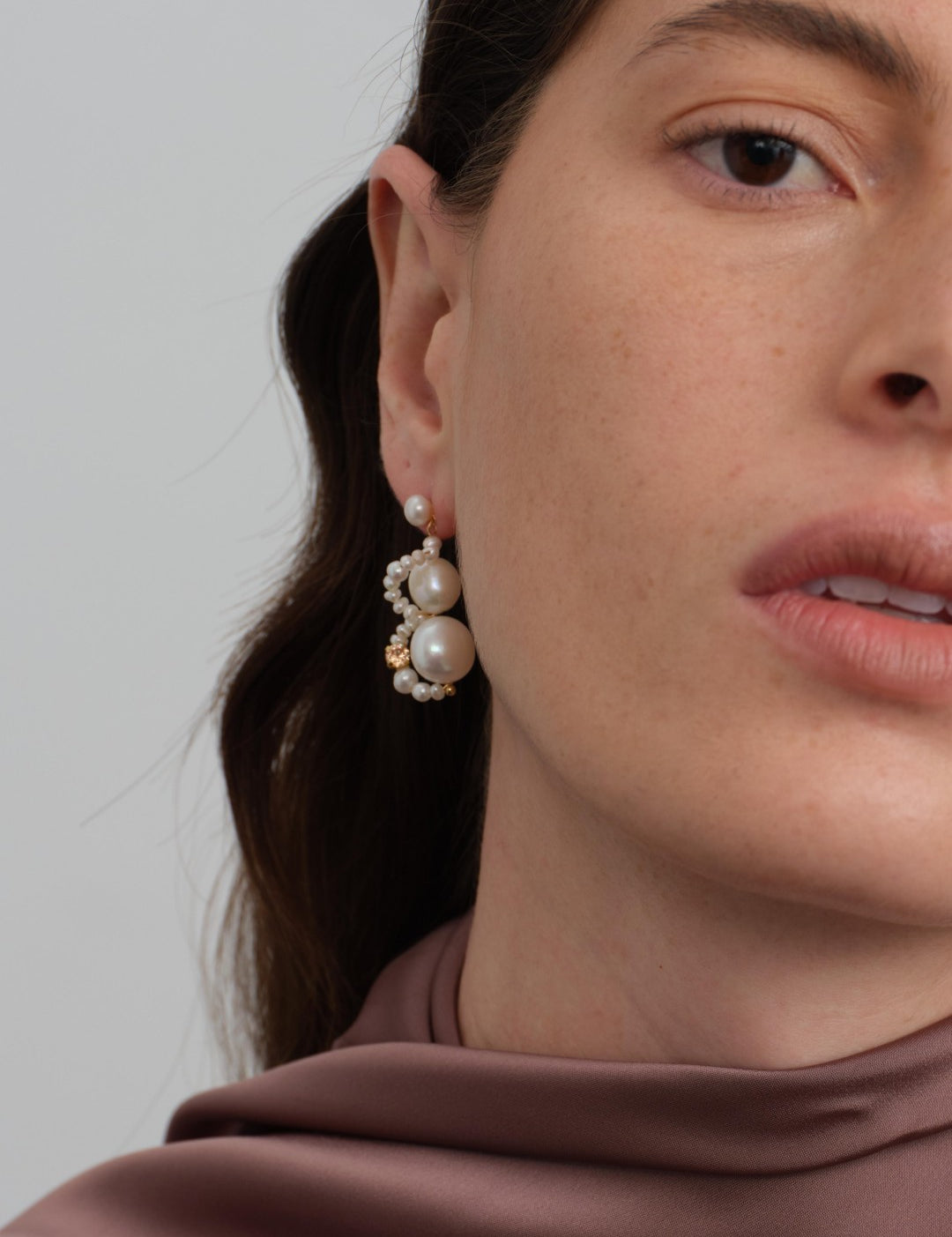 Nice Freshwater Pearl Drop Earrings-Champagne gembea jewelry