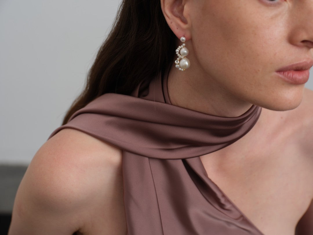 Nice Freshwater Pearl Drop Earrings-White gembea jewelry