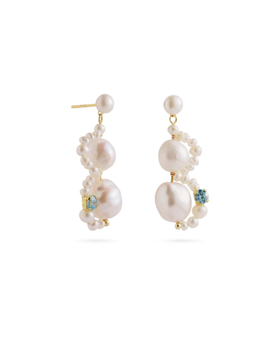 Nice Freshwater Pearl Drop Earrings-Blue gembea jewelry