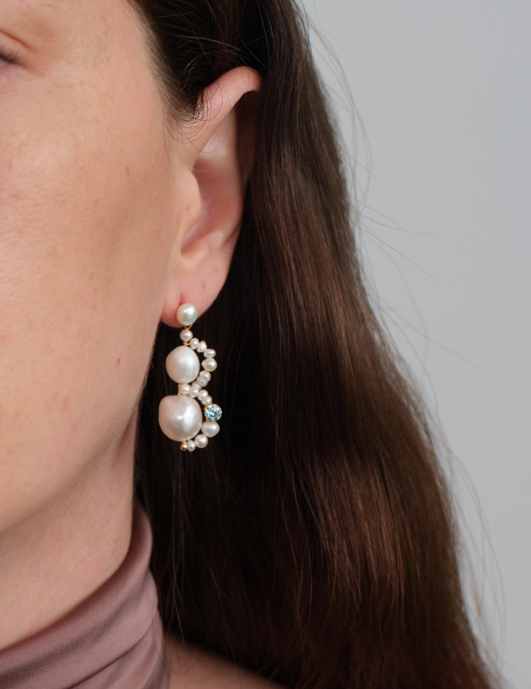 Nice Freshwater Pearl Drop Earrings-Blue gembea jewelry