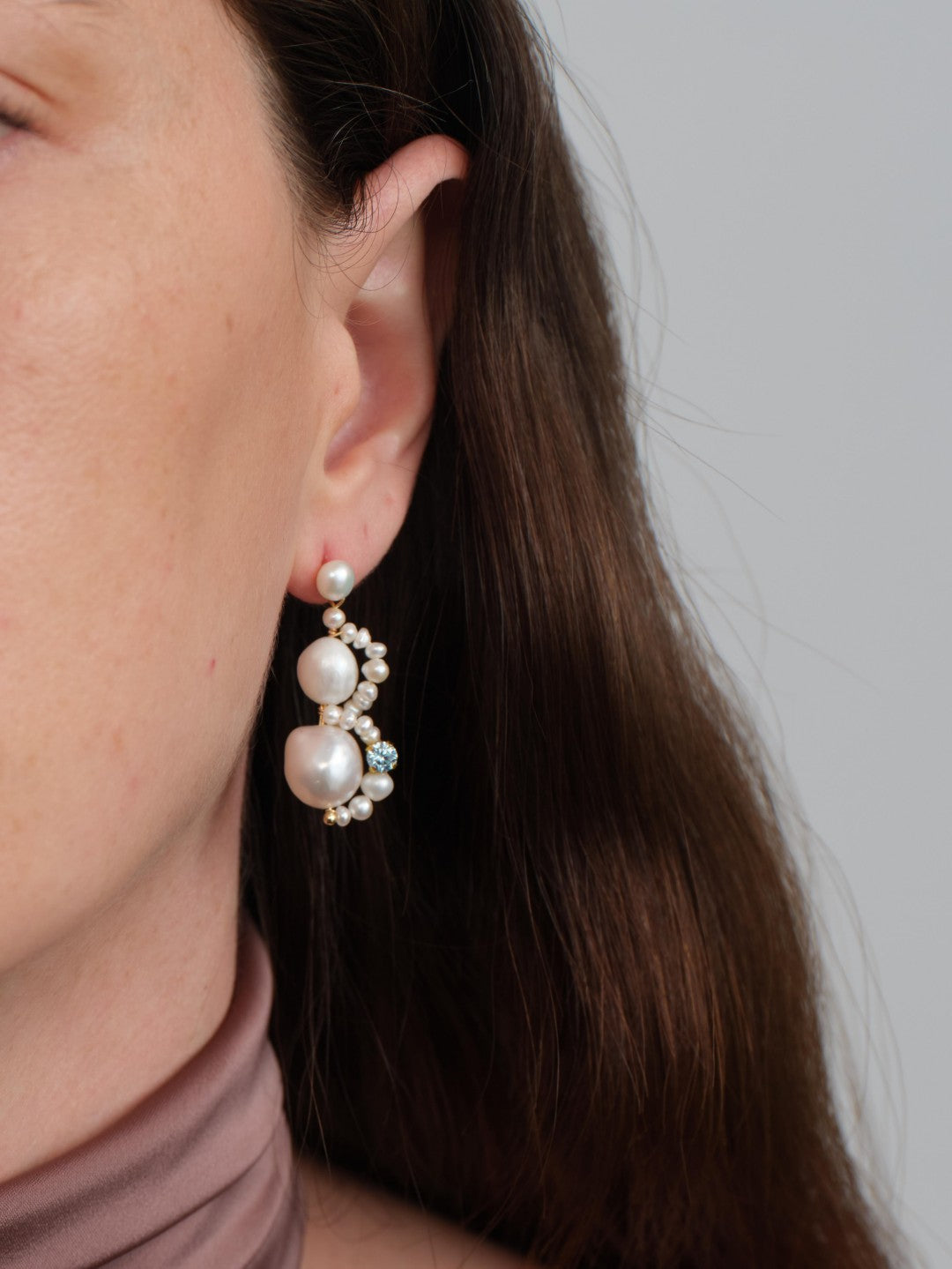 Nice Freshwater Pearl Drop Earrings-Blue gembea jewelry