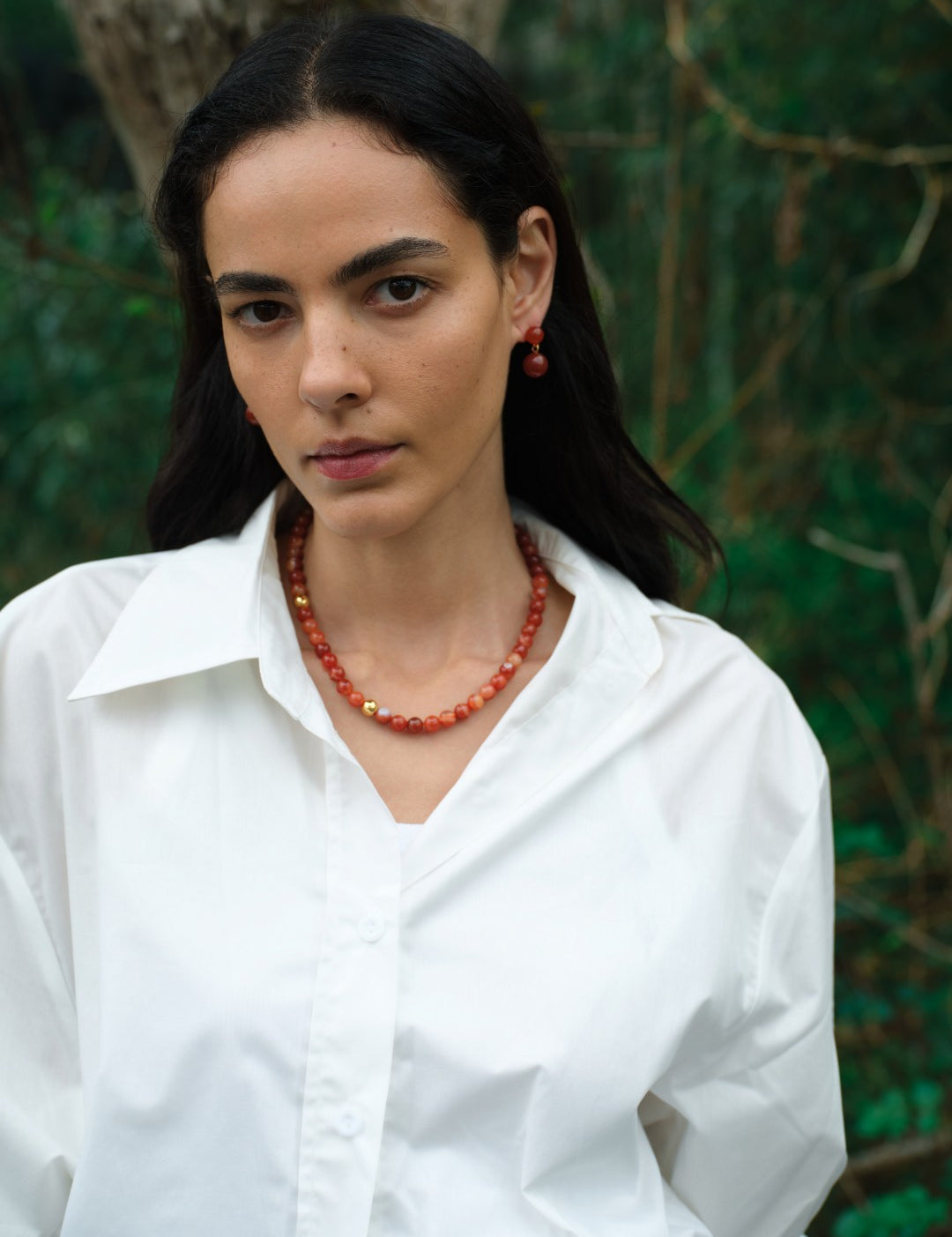 Nightshade Berry Red Agate Drop Earrings gembea jewelry