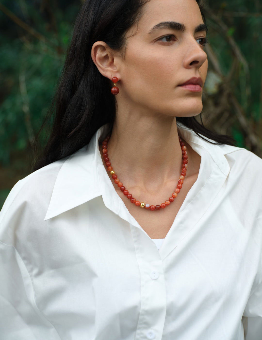 Nightshade Berry Red Agate Drop Earrings gembea jewelry