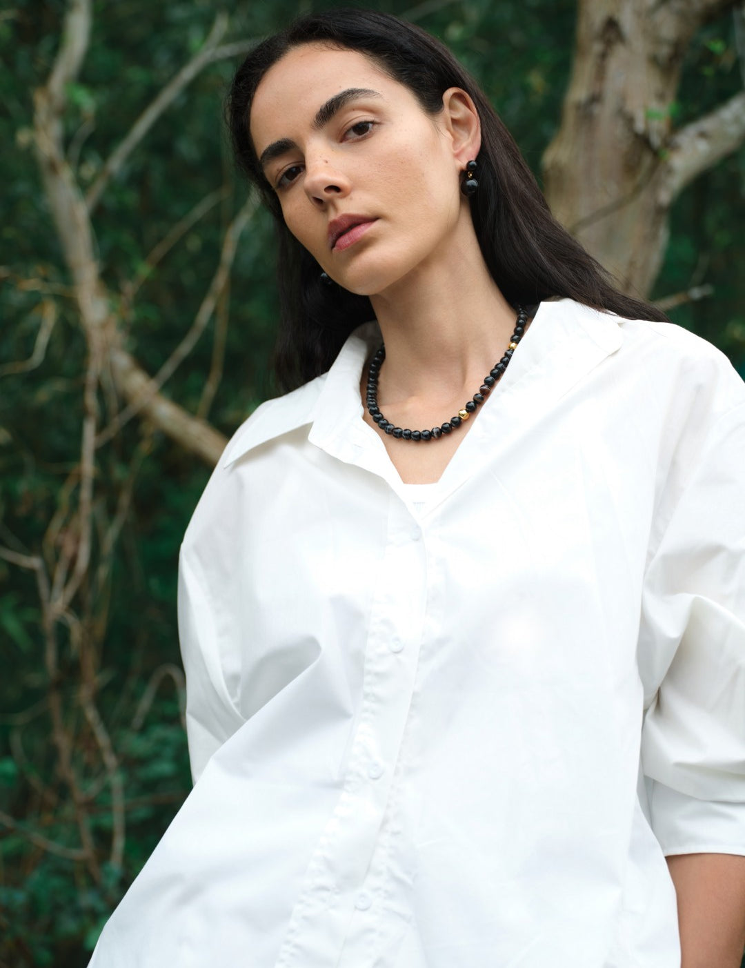 Nightshade Berry Striped Black Agate Necklace gembea jewelry