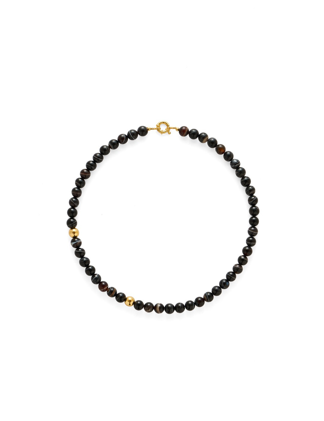 Nightshade Berry Striped Black Agate Necklace gembea jewelry