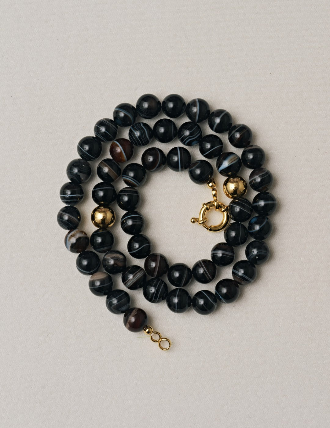 Nightshade Berry Striped Black Agate Necklace gembea jewelry