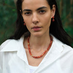 Nightshade Berry Striped Red Agate Necklace gembea jewelry