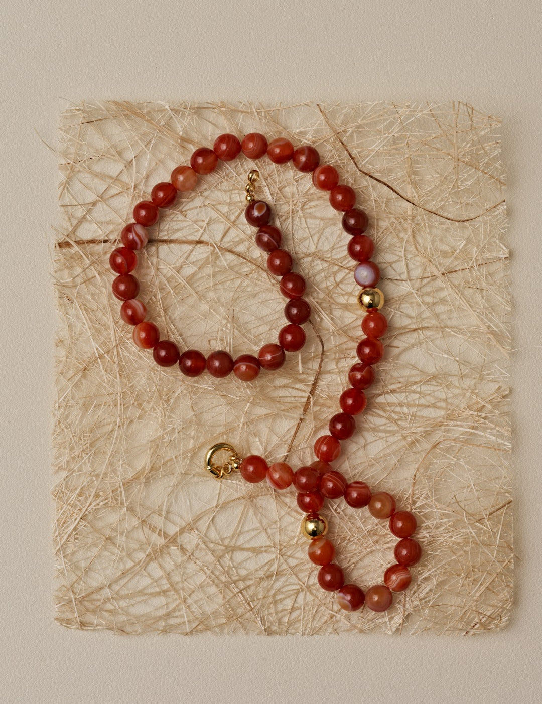 Nightshade Berry Striped Red Agate Necklace gembea jewelry