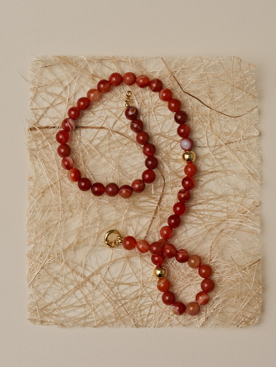 Nightshade Berry Striped Red Agate Necklace gembea jewelry