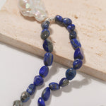 Shaped Lapis Lazuli Stone Baroque Pearl Necklace