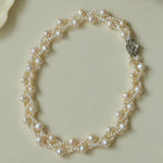 Hand Woven Winding Rice Bead Pearl Choker Necklace