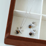 Silver Tiger's Eye Stone Stud Earrings-Gembea Jewelry