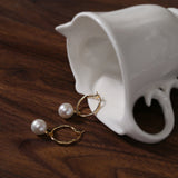 Freshwater Pearl Drop Hoop Earrings