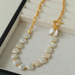 Natural Freshwater Square Pearl Chain Necklace