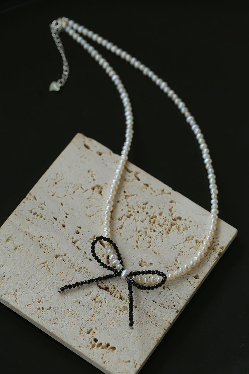 Bow Rice Freshwater Pearl Necklace-Gembea Jewelry