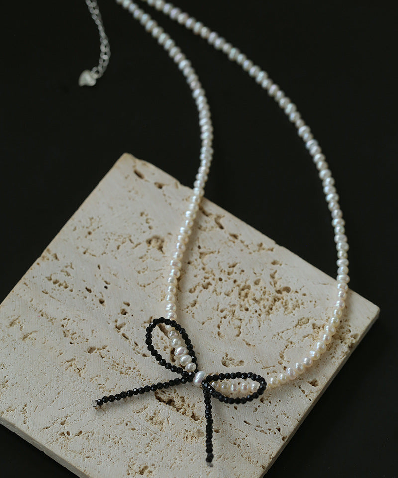 Bow Rice Freshwater Pearl Necklace-Gembea Jewelry