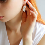 Lava Metal Baroque Pearl Drop Earrings