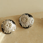 Enamel Glaze Round Chrysanthemum Earrings