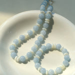 Gembea Jewelry Aquamarine White Scallop Beaded Bracelet