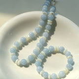 Gembea Jewelry Aquamarine White Scallop Beaded Bracelet