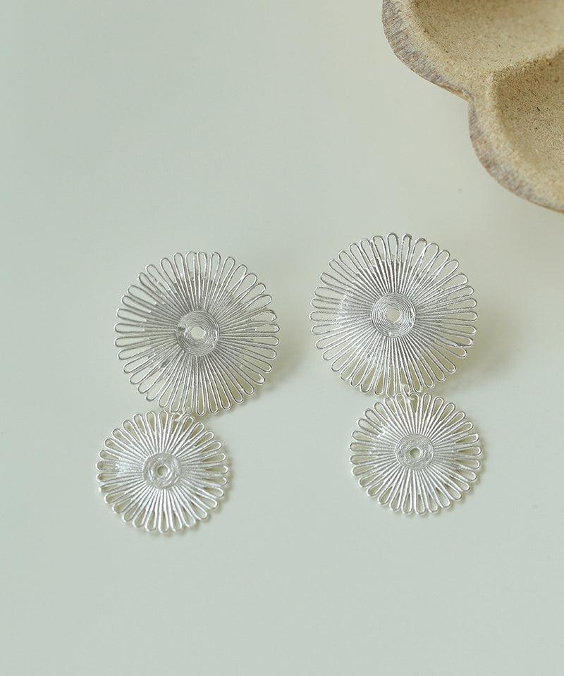 Brushed Sunflower Drop Earrings-Gembea Jewelry