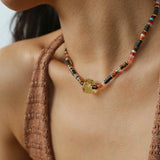 Bohemian-style Natural Stone Lemon Crystal Necklace-Gembea Jewelry