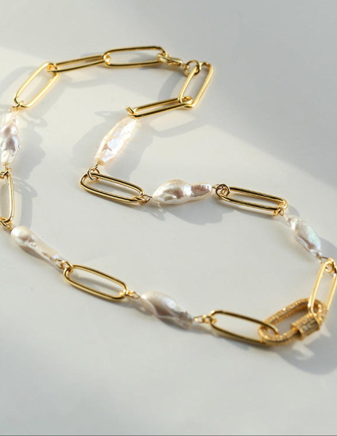 Baroque Pearl Chain Necklace - Gembea Jewelry